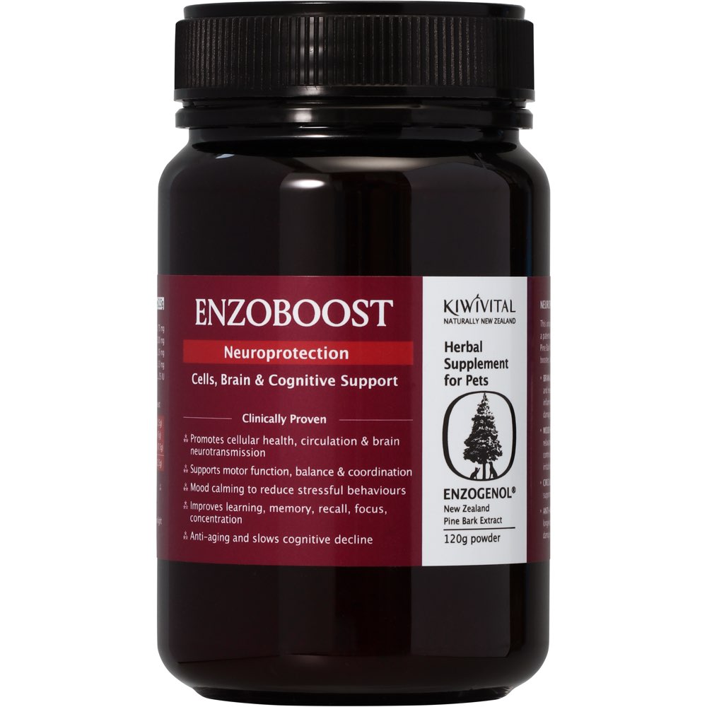 KiwiVital EnzoBoost Neuroprotection Enzogenol NZ Pine Bark Supplement Powder For Cats & Dogs 120g