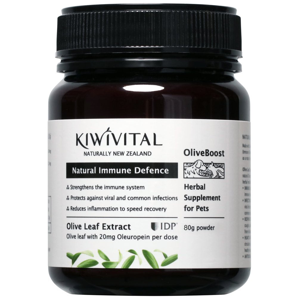 KiwiVital OliveBoost Natural Immune Defence Olive Leaf Extract Supplement Powder For Cats & Dogs