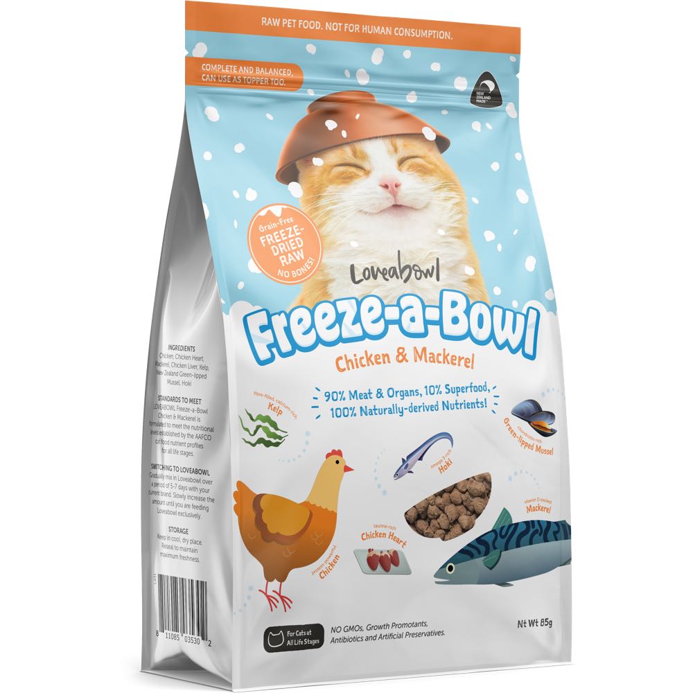 Loveabowl Freeze-A-Bowl Chicken & Mackerel Grain-Free Freeze-Dried Raw Cat Food