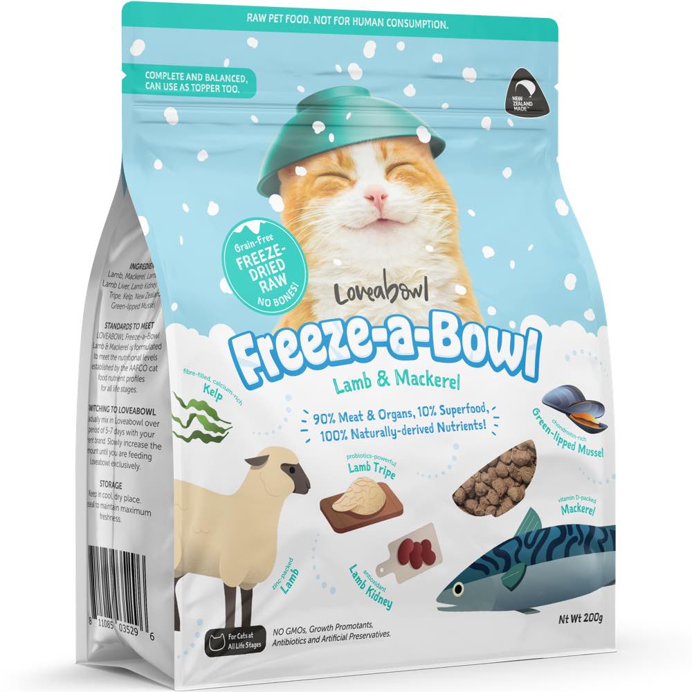 Loveabowl Freeze-A-Bowl Lamb & Mackerel Grain-Free Freeze-Dried Raw Cat Food