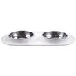 Messy Cats Double Silicone Feeder With Stainless Steel Cat Bowls (Marble)