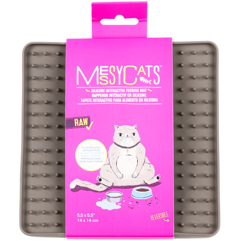 Messy Cats Silicone Reversible Interactive Cat Feeding & Licking Mat (Grey)