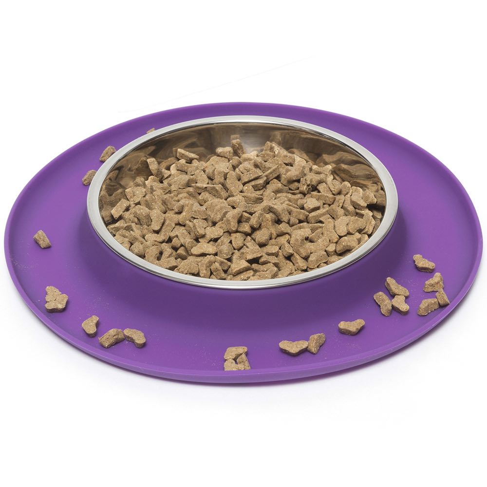 Messy Cats Single Silicone Feeder With Stainless Steel Cat Bowl (Watermelon)