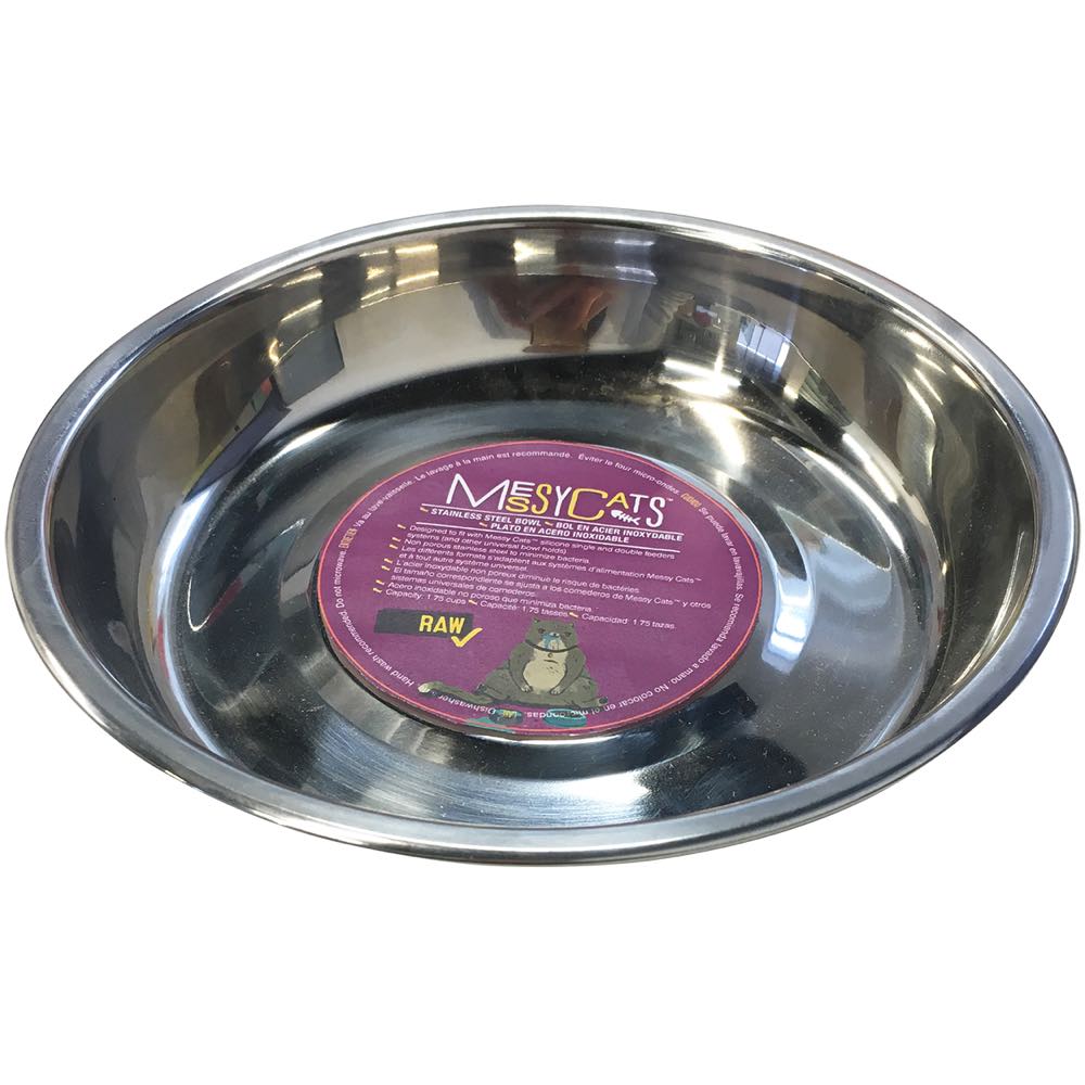 Messy Cats Stainless Steel Saucer Shaped Cat Bowl