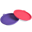 Messy Cats Stainless Steel Saucer Shaped Cat Bowls & Silicone Airtight Cat Bowl Lids Set 2pc