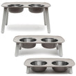 Messy Mutts Adjustable Elevated Double Feeder With Stainless Steel Dog Bowls (Grey)