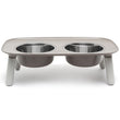 Messy Mutts Adjustable Elevated Double Feeder With Stainless Steel Dog Bowls (Grey)