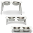 Messy Mutts Adjustable Elevated Double Feeder With Stainless Steel Dog Bowls (Light Grey)