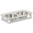 Messy Mutts Adjustable Elevated Double Feeder With Stainless Steel Dog Bowls (Light Grey)