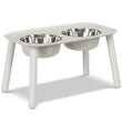 Messy Mutts Adjustable Elevated Double Feeder With Stainless Steel Dog Bowls (Light Grey)