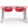 Messy Mutts Adjustable Elevated Double Feeder With Stainless Steel Dog Bowls (Watermelon)