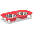 Messy Mutts Adjustable Elevated Double Feeder With Stainless Steel Dog Bowls (Watermelon)