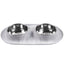 Messy Mutts Double Silicone Feeder With Stainless Steel Dog Bowls (Marble)