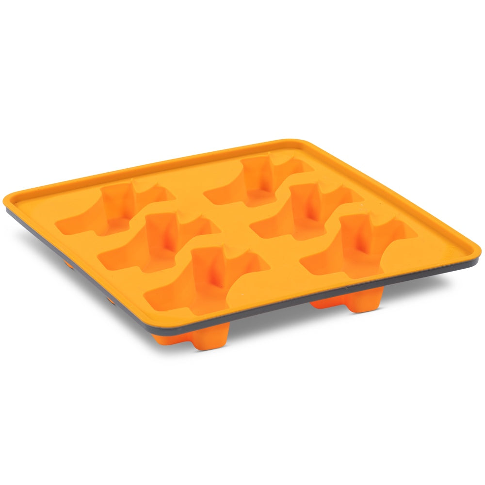 Messy Mutts Framed Silicone Popsicle  Dog Treat Mold (6 Bones, Orange)