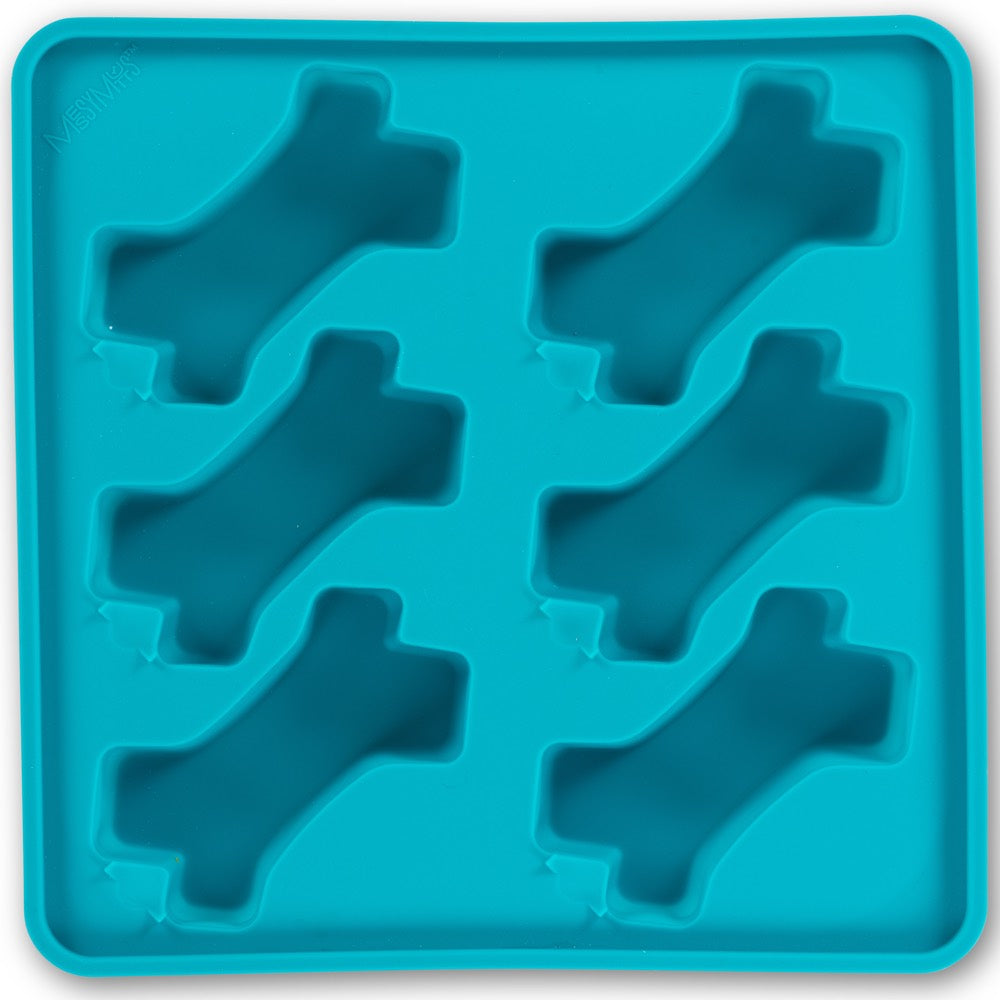 Messy Mutts Framed Silicone Popsicle Dog Treat Mold (6 Bones, Blue)