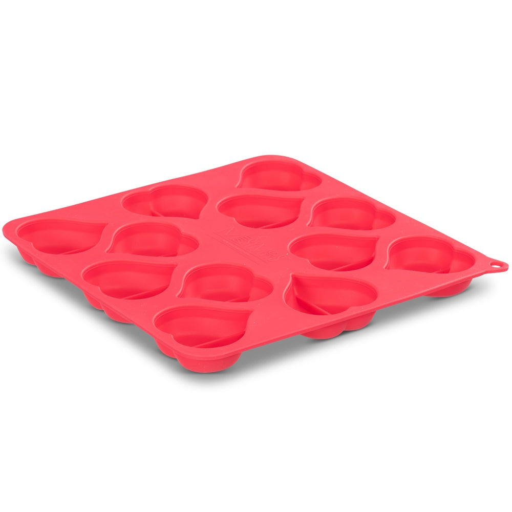 Messy Mutts Silicone Bake & Freeze Dog Treat Maker Set (12 Hearts, Blue & Watermelon) 2pc