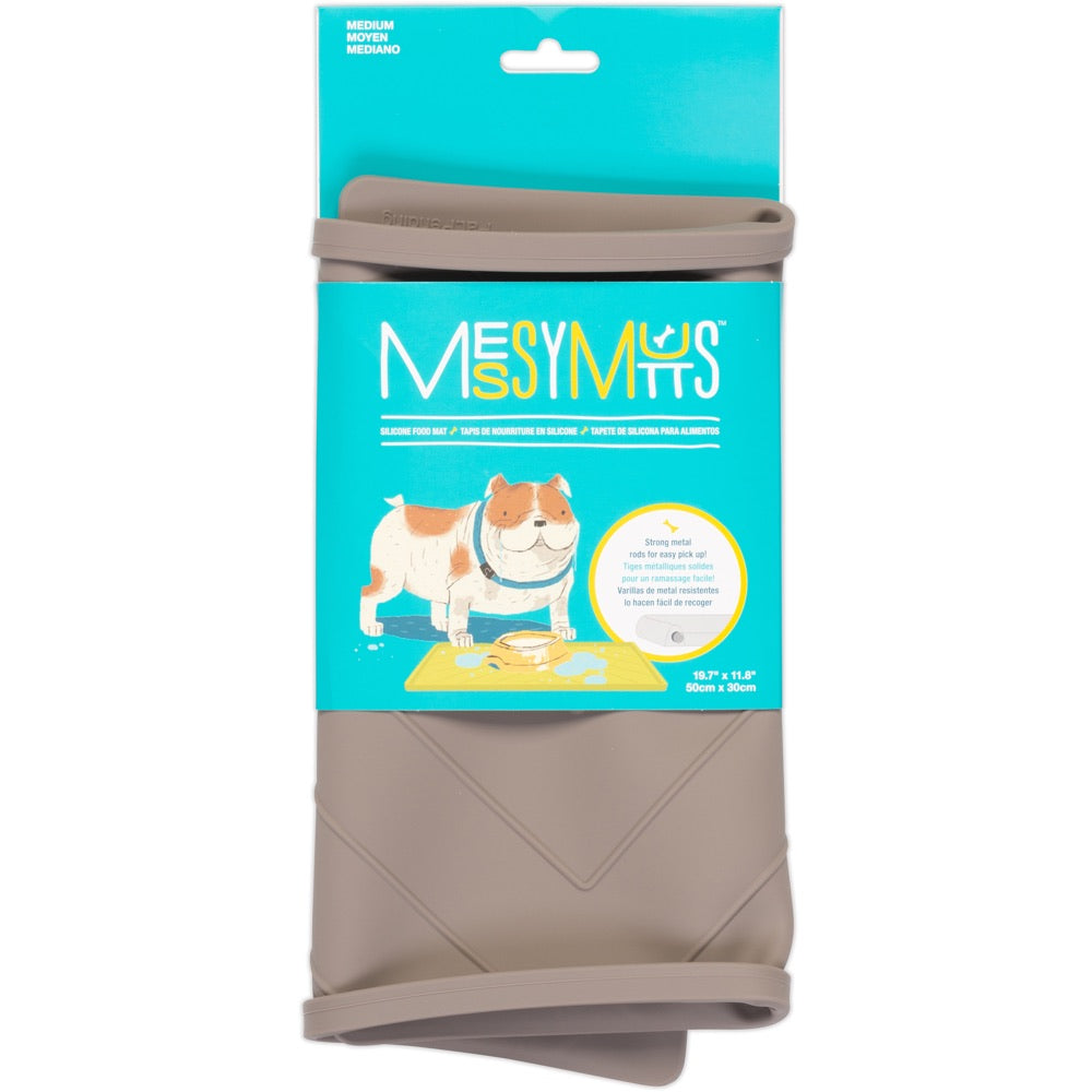 Messy Mutts Silicone Non-Slip Dog Bowl Mat (Grey)