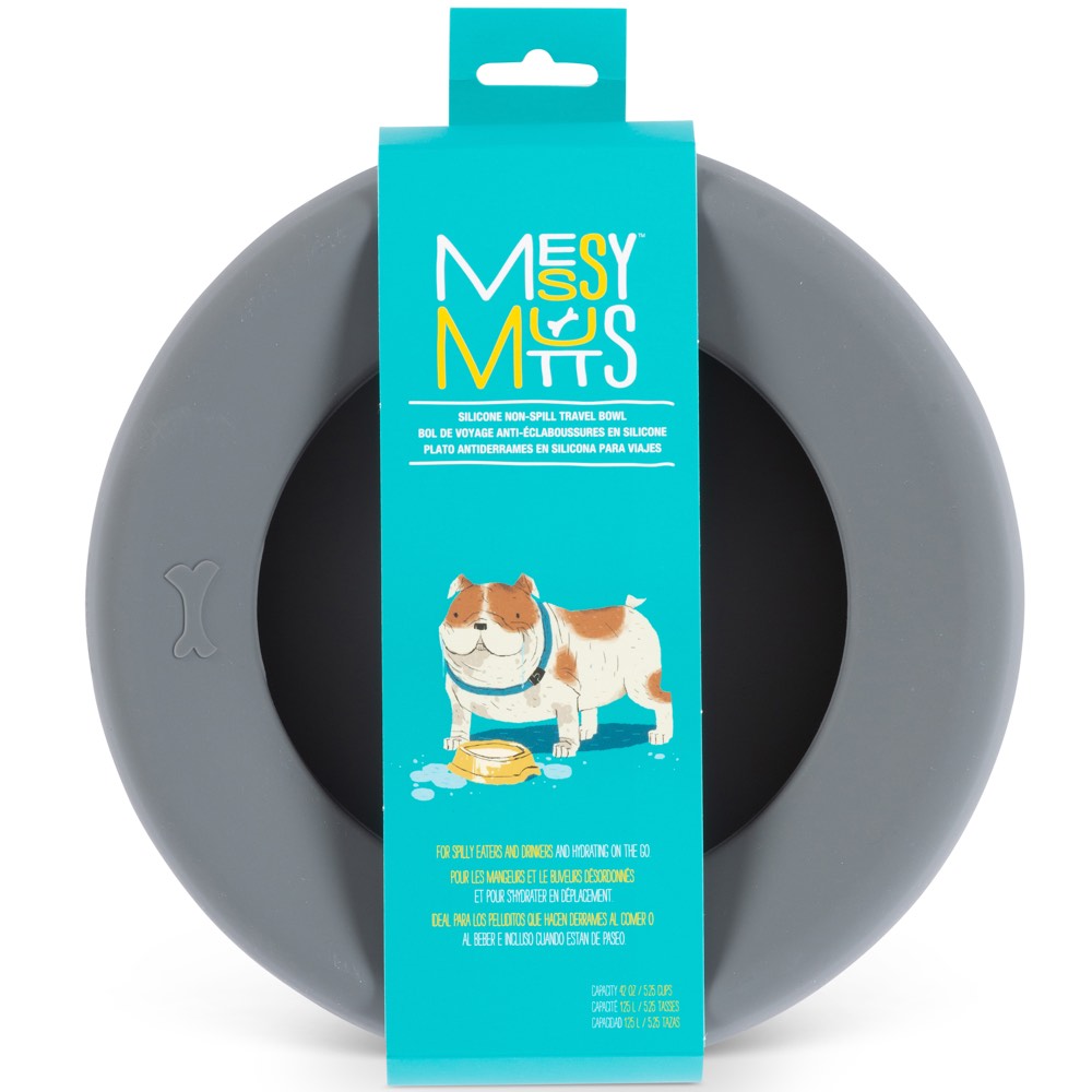 Messy Mutts Silicone Non Spill Dog Bowl Grey Kohepets