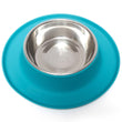 Messy Mutts Single Silicone Feeder With Stainless Steel Dog Bowl (Blue)