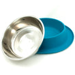 Messy Mutts Single Silicone Feeder With Stainless Steel Dog Bowl (Blue)