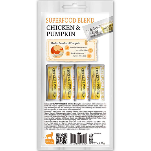 25% OFF: Natural Kitty Superfood Blend Chicken & Pumpkin Creamy Liquid Cat Treats 48g