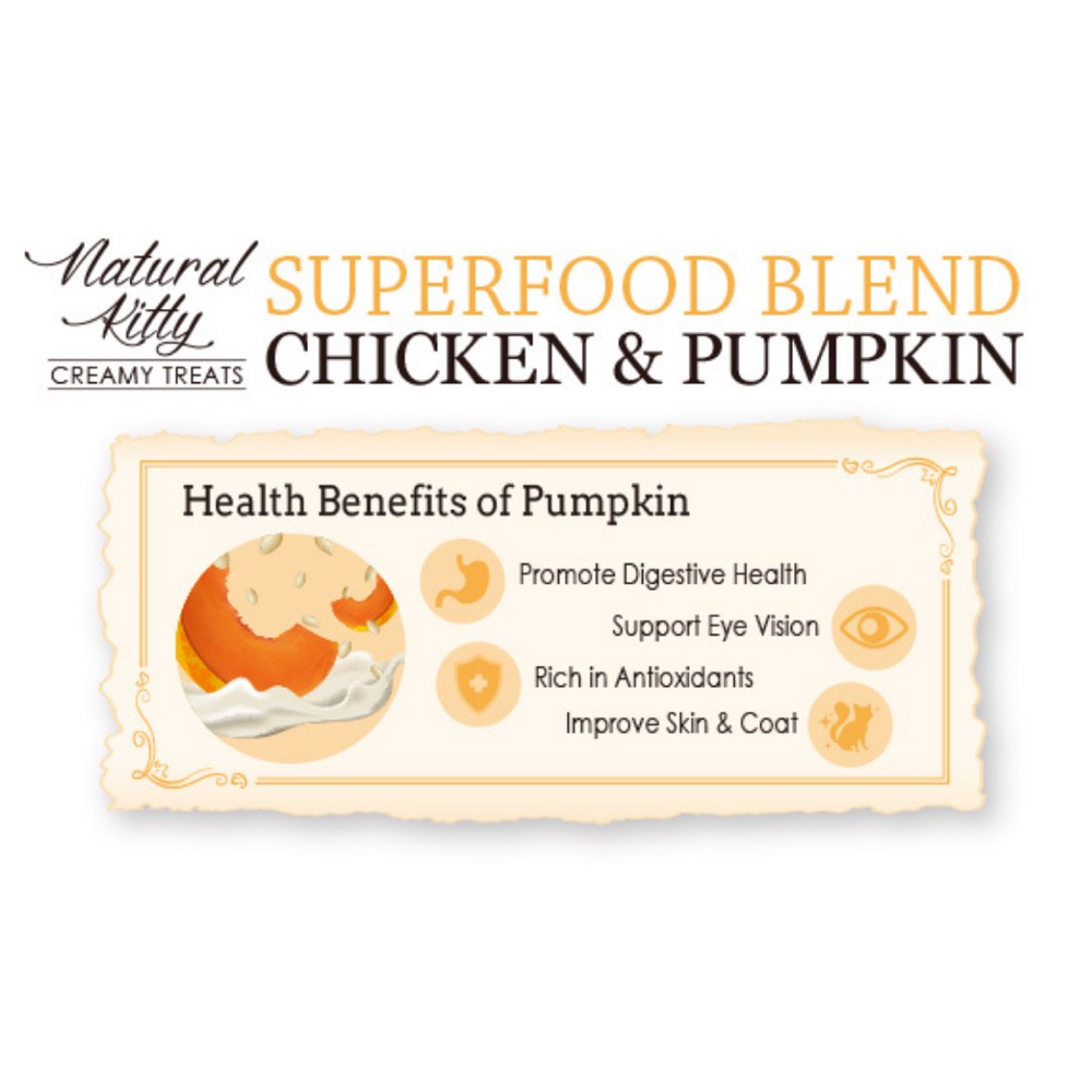 25% OFF: Natural Kitty Superfood Blend Chicken & Pumpkin Creamy Liquid Cat Treats 48g