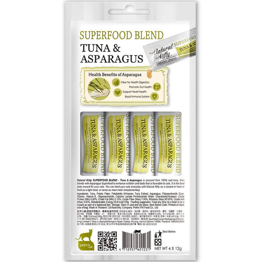 25% OFF: Natural Kitty Superfood Blend Tuna & Asparagus Creamy Liquid Cat Treats 48g