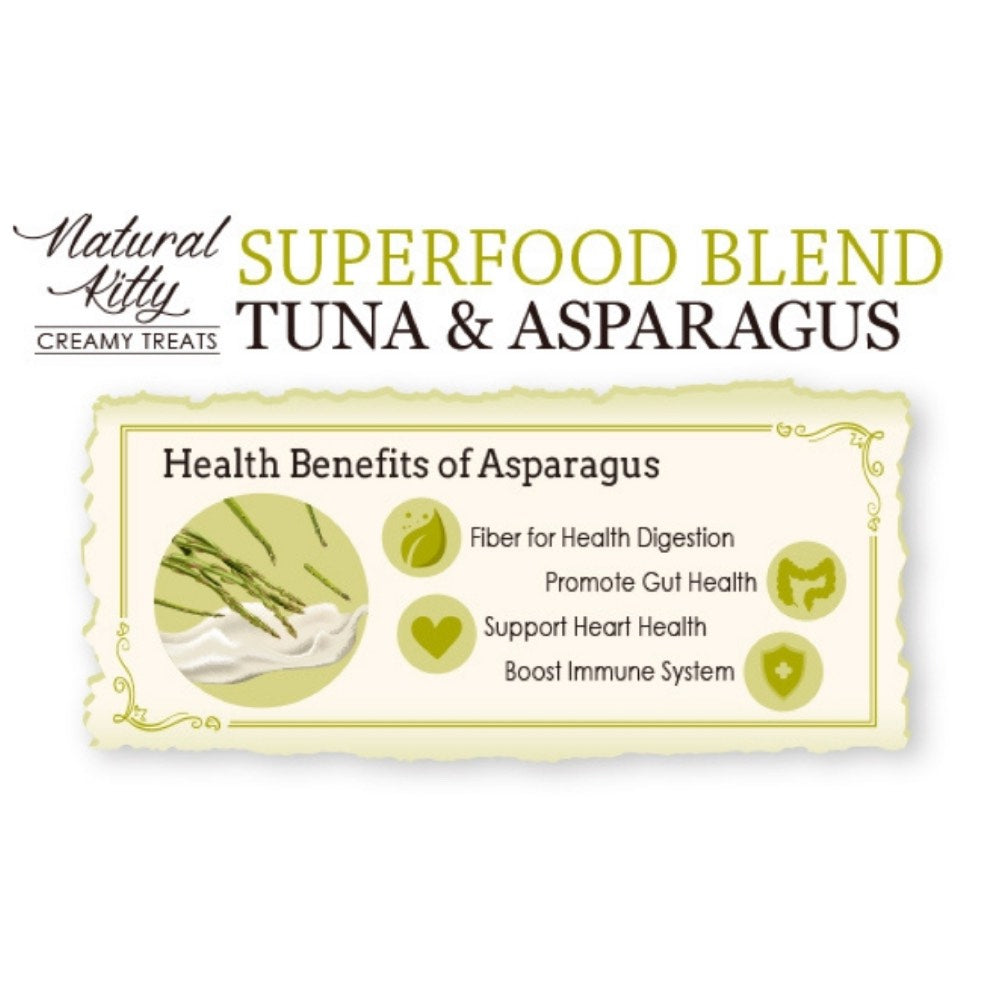 25% OFF: Natural Kitty Superfood Blend Tuna & Asparagus Creamy Liquid Cat Treats 48g