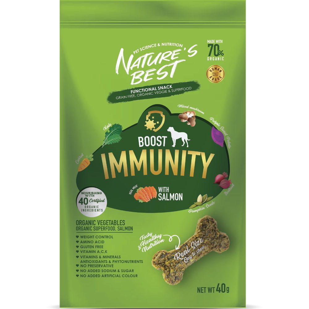 2 FOR $10 (Exp 2026): Nature's Best Boost Immunity Salmon Grain-Free Dog Treats 40g