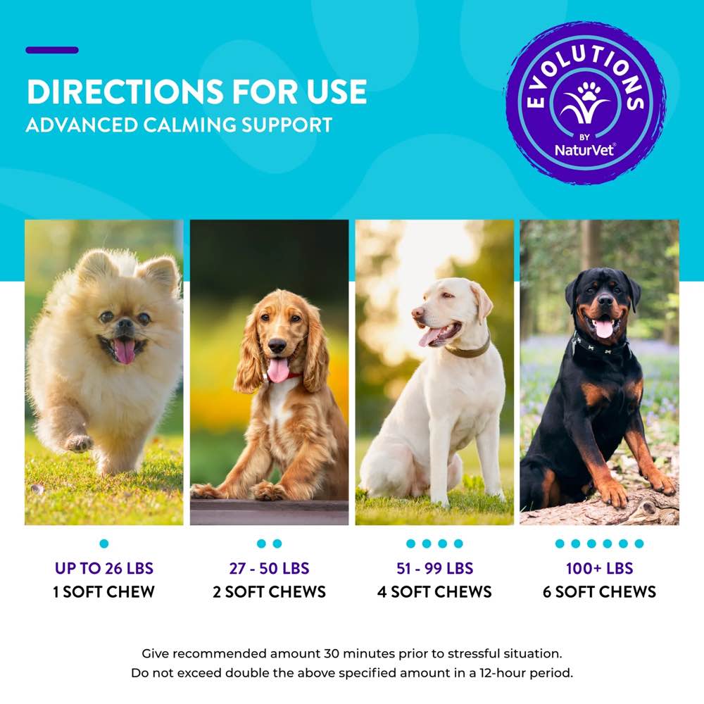 15% OFF: NaturVet Evolutions Advanced Calming Support Supplement Chews For Dogs 90ct