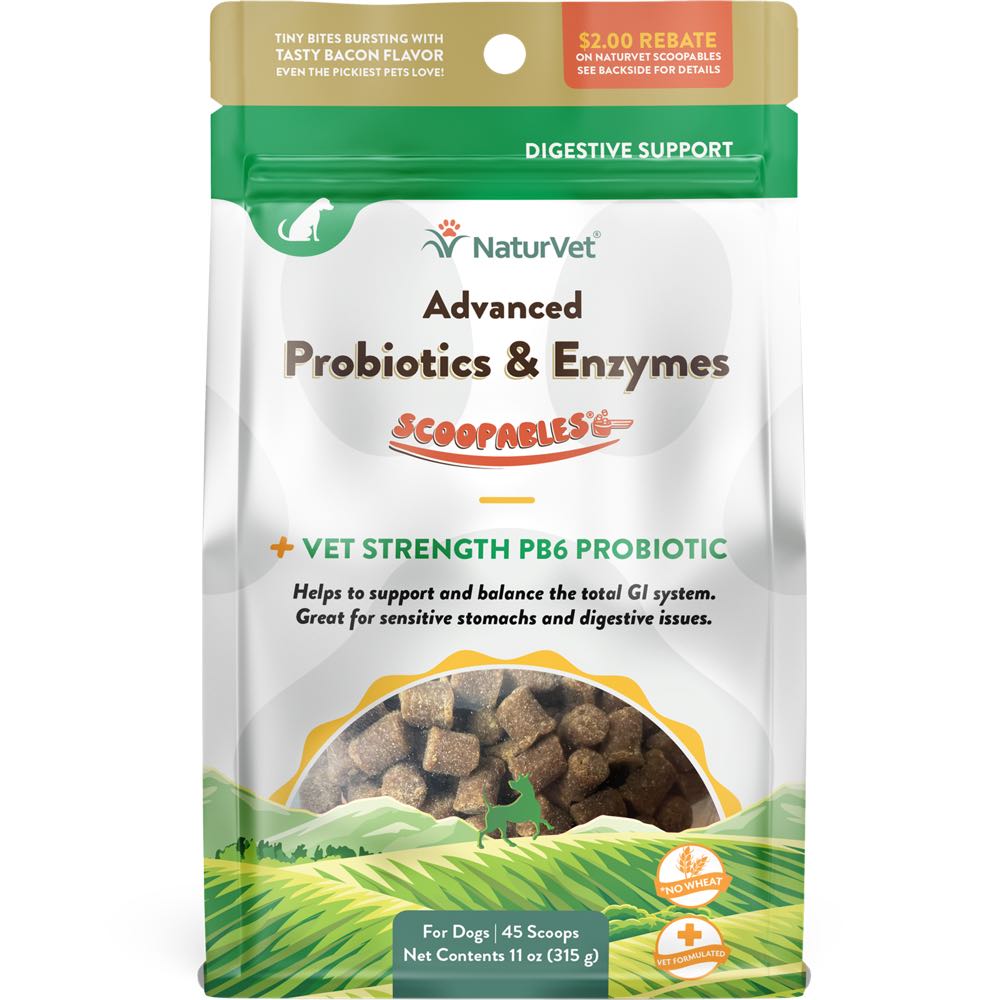 15% OFF: NaturVet Scoopables Advanced Probiotics & Enzymes Digestive Support Dog Supplement 11oz