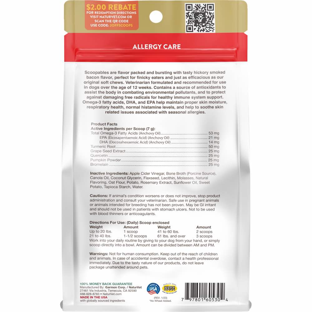 15% OFF: NaturVet Scoopables Aller-911 Allergy Aid Dog Supplement 11oz