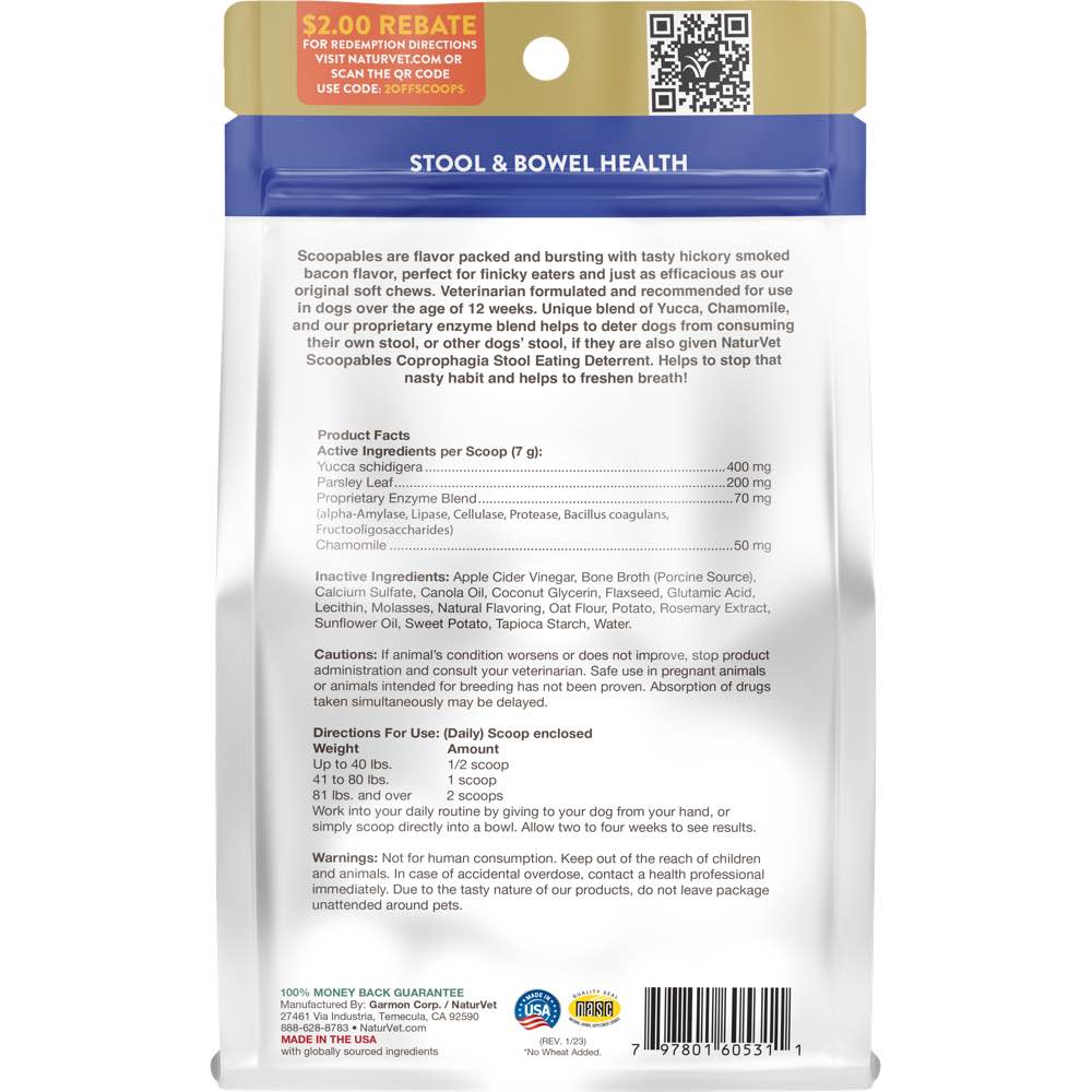 15% OFF: NaturVet Scoopables Coprophagia Stool Eating Deterrent Dog Supplement 11oz