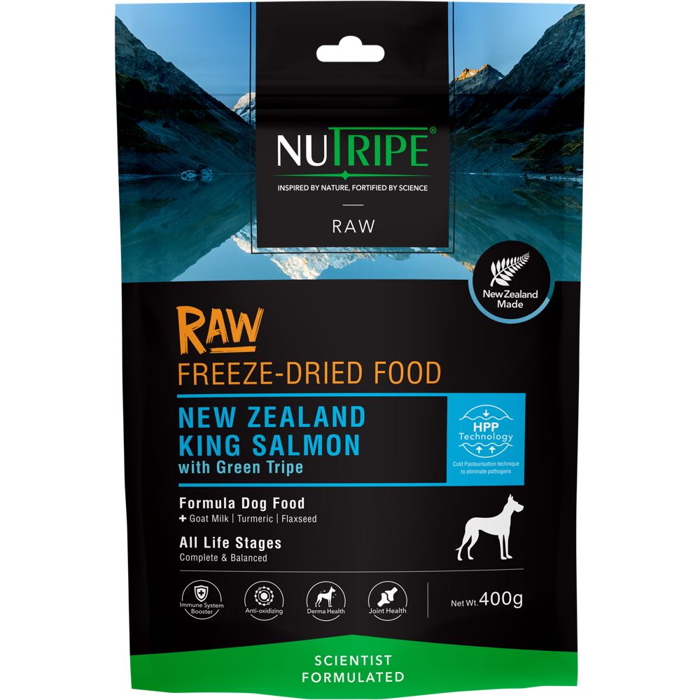 $20 OFF: Nutripe Raw NZ King Salmon With Green Tripe Grain-Free Freeze-Dried Dog Food 400g