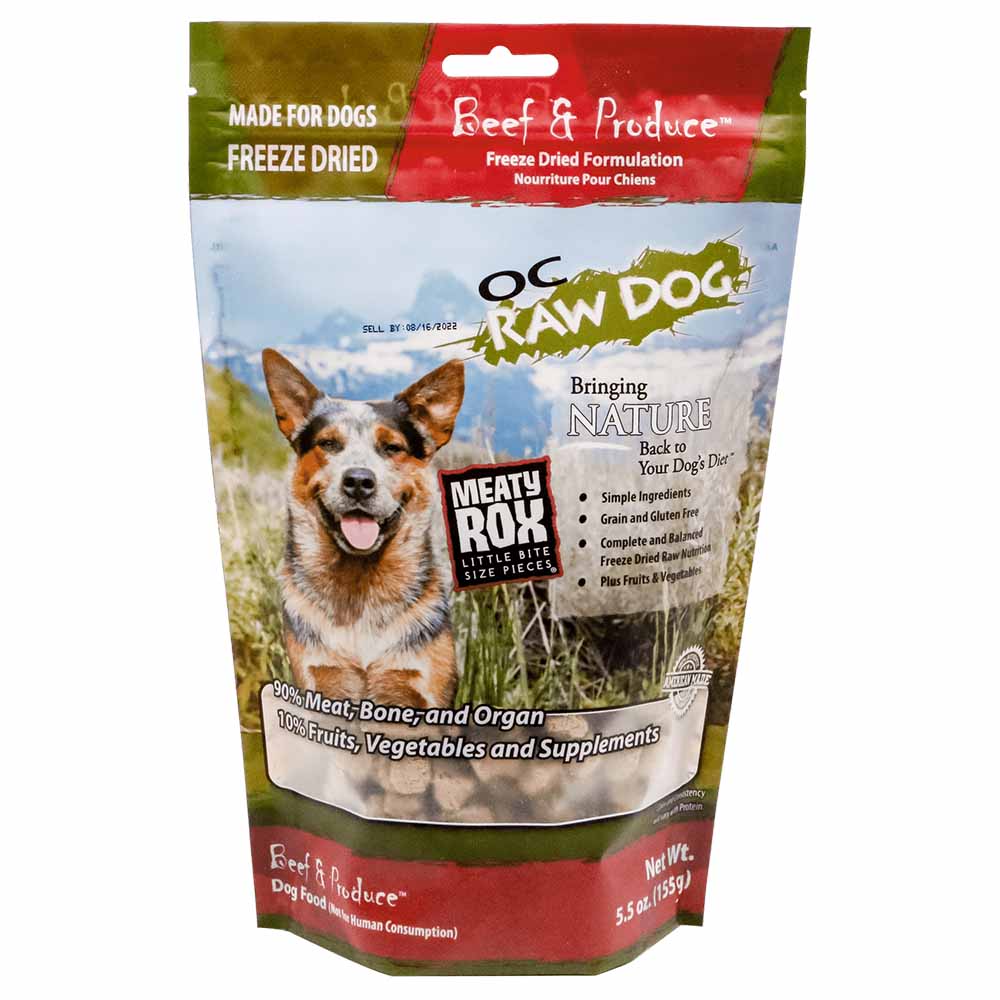 OC Raw Meaty Rox Beef & Produce Grain-Free Freeze-Dried Raw Dog Food 5.5oz