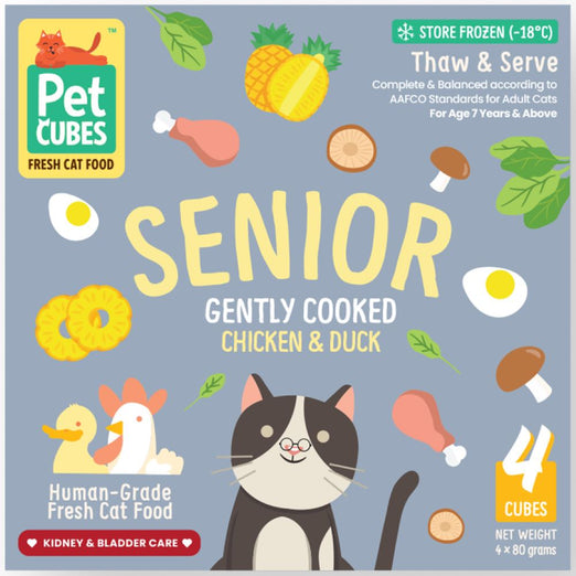 PetCubes Gently Cooked Chicken & Duck Senior Frozen Cat Food 1.28kg