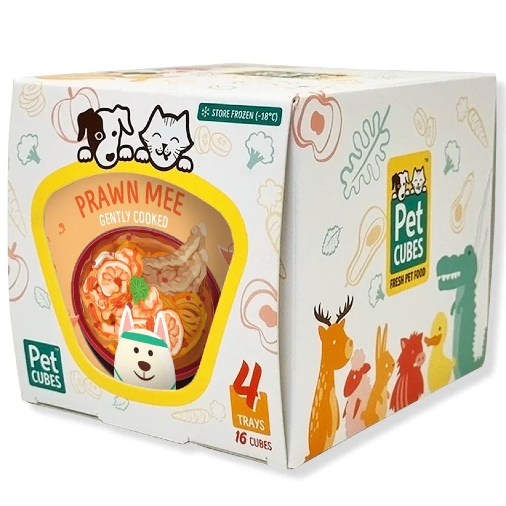 FREE BROTH: PetCubes Gently Cooked Prawn Mee Frozen Dog Food 1.28kg