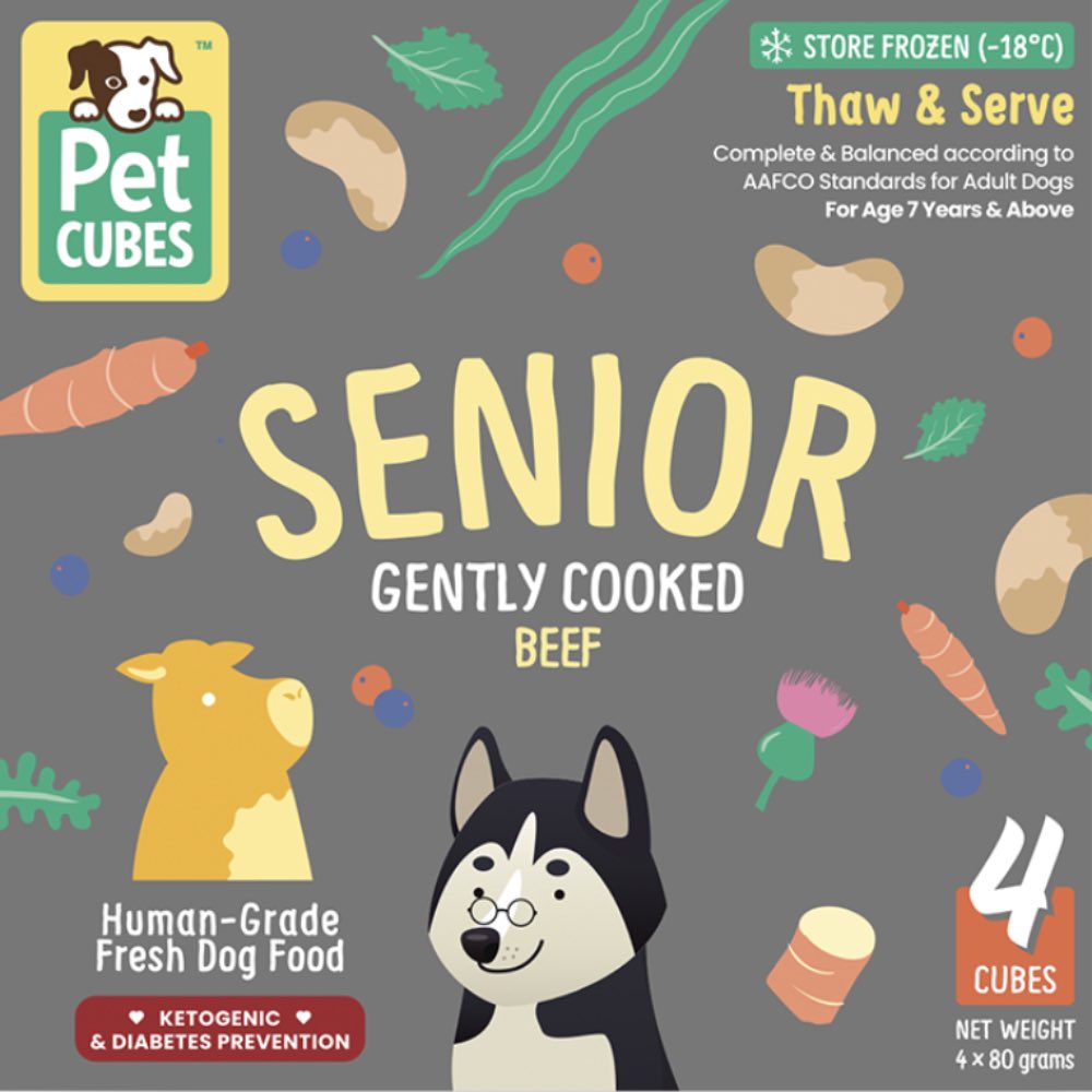 PetCubes Senior Gently Cooked Beef Grain-Free Frozen Dog Food 2.24kg