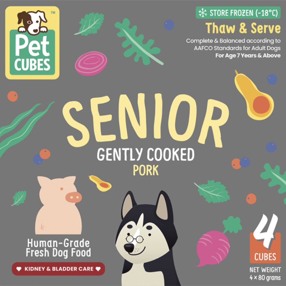 PetCubes Senior Gently Cooked Pork Grain-Free Frozen Dog Food 2.24kg