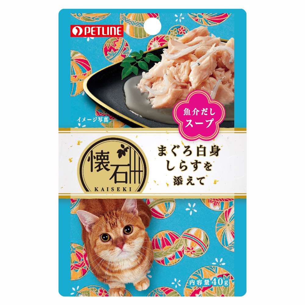 Petline Kaiseki Pouch Maguro White Meat with Shirasu Soup Pouch Cat Food 40g x 12