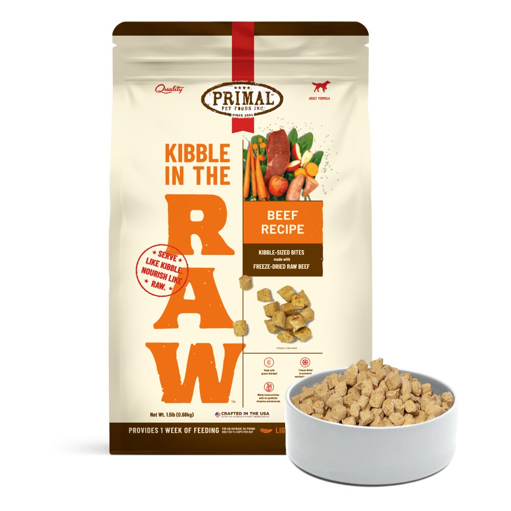 Primal Kibble In The Raw Beef Freeze-Dried Dog Food 1.5lb