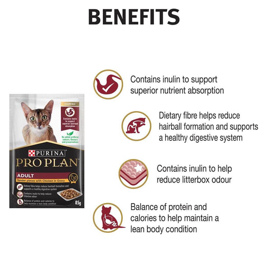 Pro Plan Tender Chicken In Gravy Adult Pouch Cat Food 85g x 12