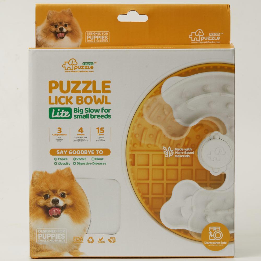 KOHE-VERSARY 8% OFF: Puzzle Feeder Lite Lick Interactive Dog Bowl (Orange)