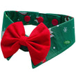 RuffCo Handcrafted Bowtie Button Collar For Cats & Dogs (Green Christmas)