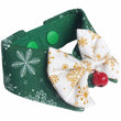 RuffCo Handcrafted Bowtie Button Collar For Cats & Dogs (Green Snowflake)