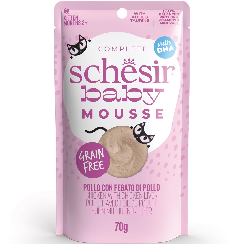 15% OFF: Schesir Baby Mousse Chicken With Chicken Liver Grain-Free Kitten Pouch Cat Food 70g