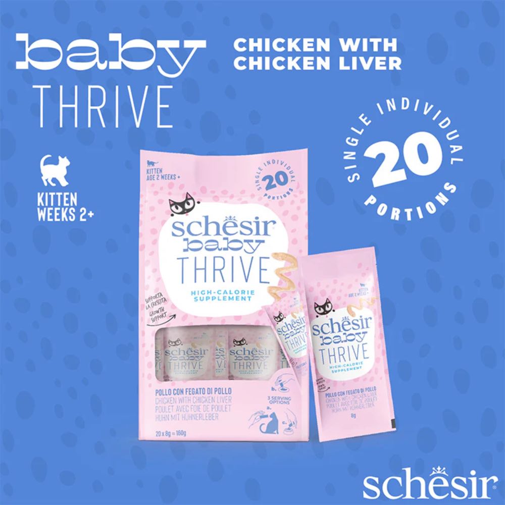 Schesir Baby Thrive High Calorie Chicken With Chicken Liver Pouch Supplement Cat Food 160g