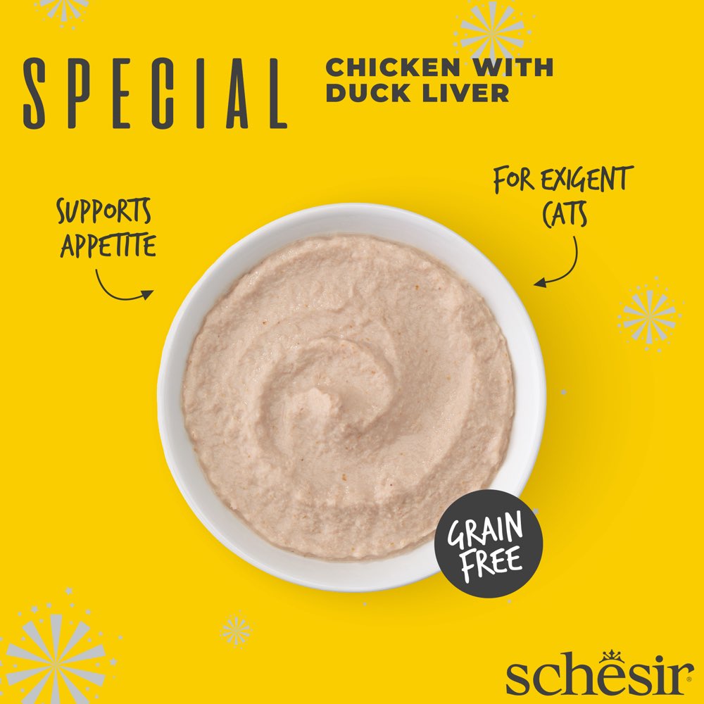 15% OFF: Schesir Special Mousse Exigent Chicken With Duck Liver Grain-Free Adult Pouch Cat Food 70g