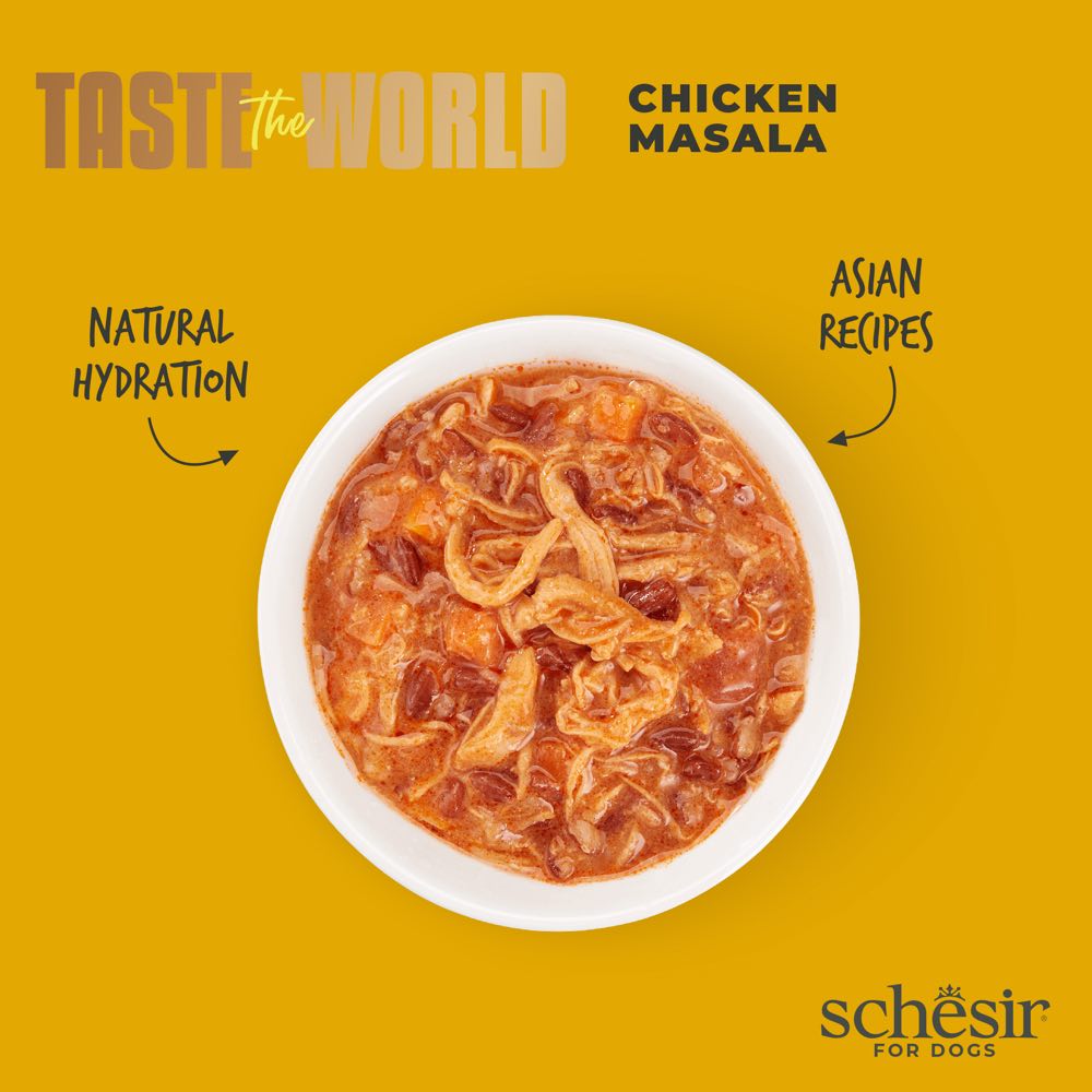 Schesir Taste The World Chicken Masala Adult Canned Dog Food 150g