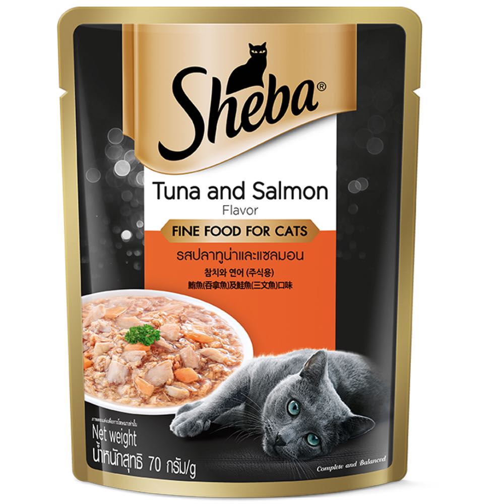 20% OFF: Sheba Tuna & Salmon Pouch Cat Food 70g x 12